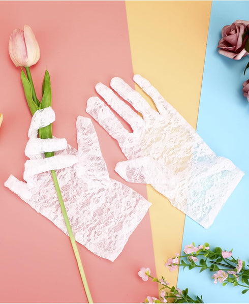 SATINIOR Women Lace Gloves Tea Party Short Lace Gloves Courtesy Dressy Gloves for Wedding Dinner Party...